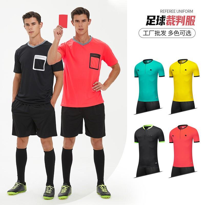 Adult Unisex Soccer Referee Jersey Set Short Sleeve Training Sportswear Quick Dry Black