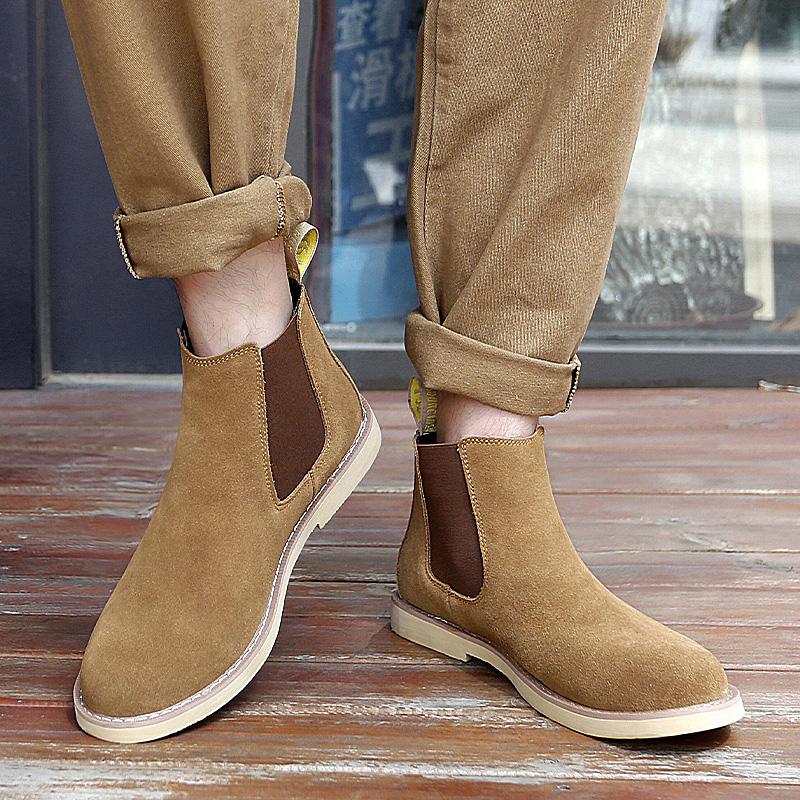 British Style Vintage Handmade Men Shoes High-grade Chelsea Boots Men's Genuine Suede Leather Designer Martin Boots Ankle Boots