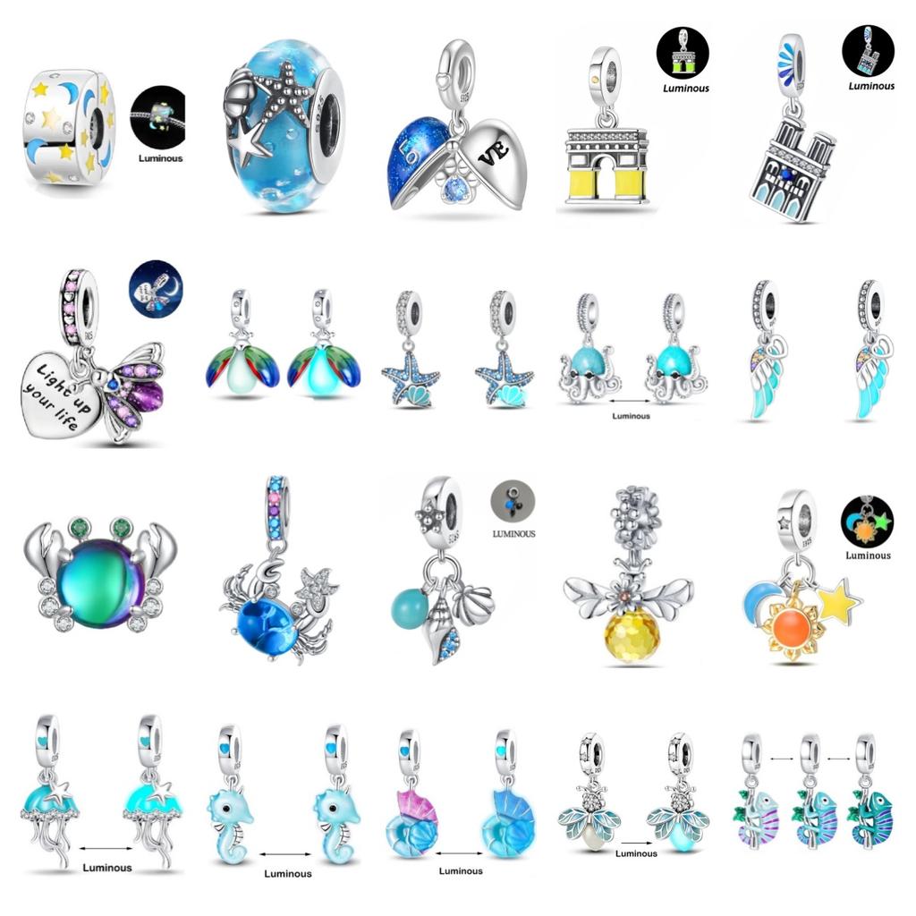 Copper Firefly Pendant Dangle Charm Moon Star Bead Fit Original Bracelet For Women Diy Fashion Jewelry Making