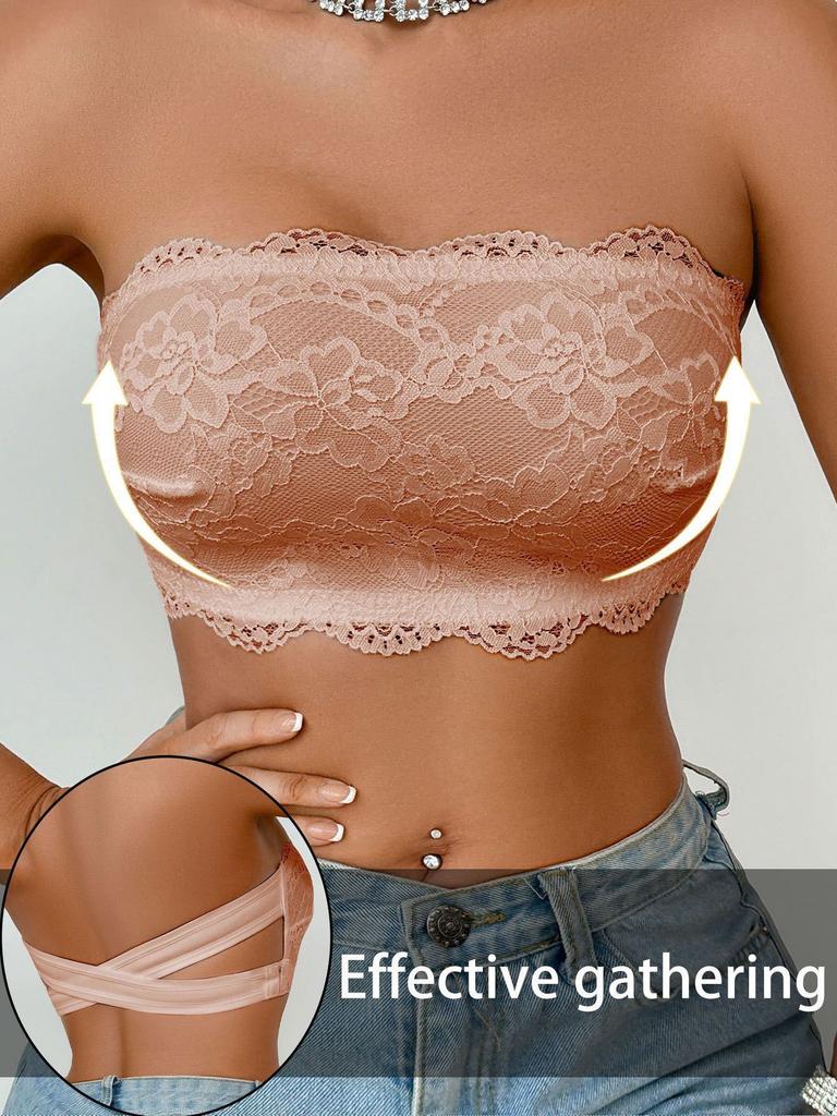 Soutien-gorge push-up sans bretelles en dentelle ultra-fine Lingerie sexy avec un beau dos