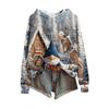 Women's Fashion Casual Long Sleeve Christmas Print Hooded Knitted Sweatshirt