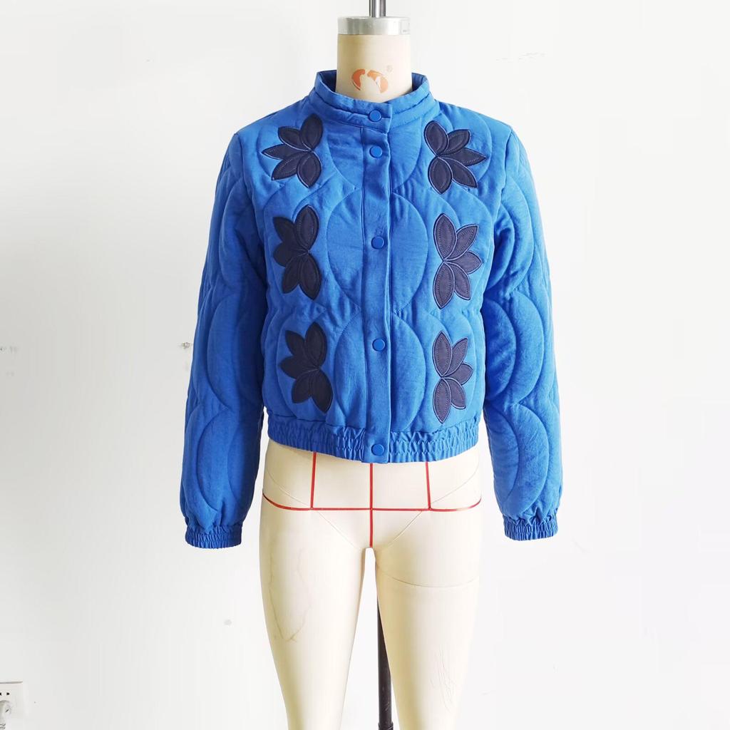 Women's Floral Quilted Embroidered Cotton Jacket - Versatile Casual Fashion (Autumn/Winter 2025) X5067