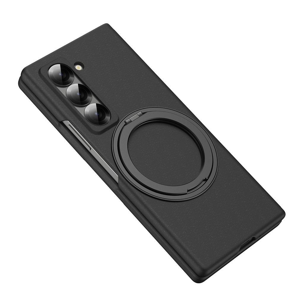 Magnetic Phone Case for Samsung Galaxy Z Fold Special/Z Fold 6 Slim/W25 Ring Kickstand Hard PC Cover with Tempered Glass Screen Film
