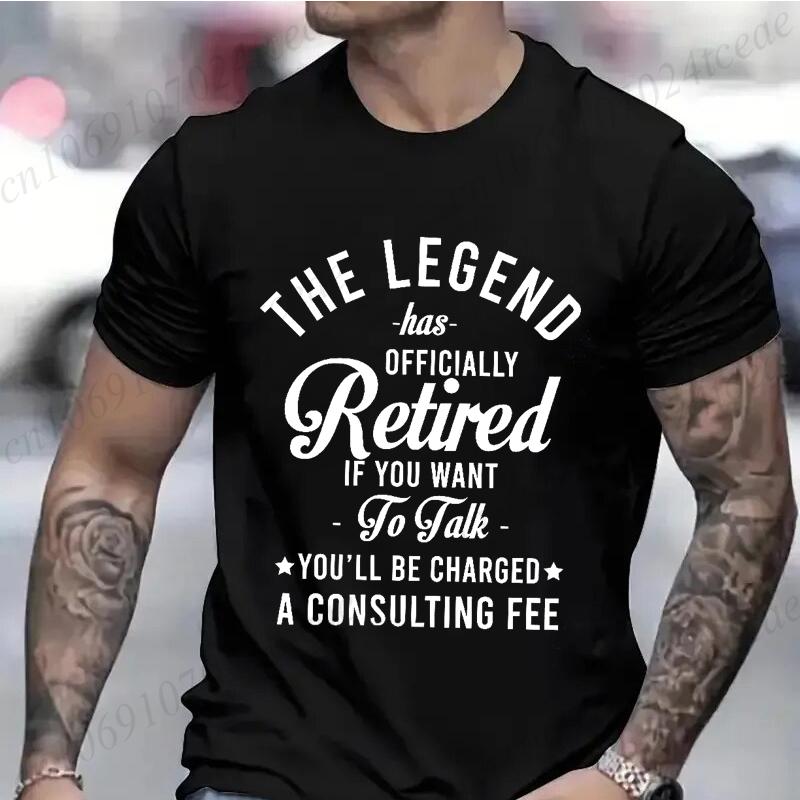 

Funny The Legend Has Retired T Shirts for Men Short Sleeve Shirts Funny Graphic Tees for Retirement Fashion Casual Men Tees Gift S