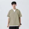 Men Fake Two Piece Hooded T Shirt Short Sleeve Loose Casual Street Summer Fashion Top