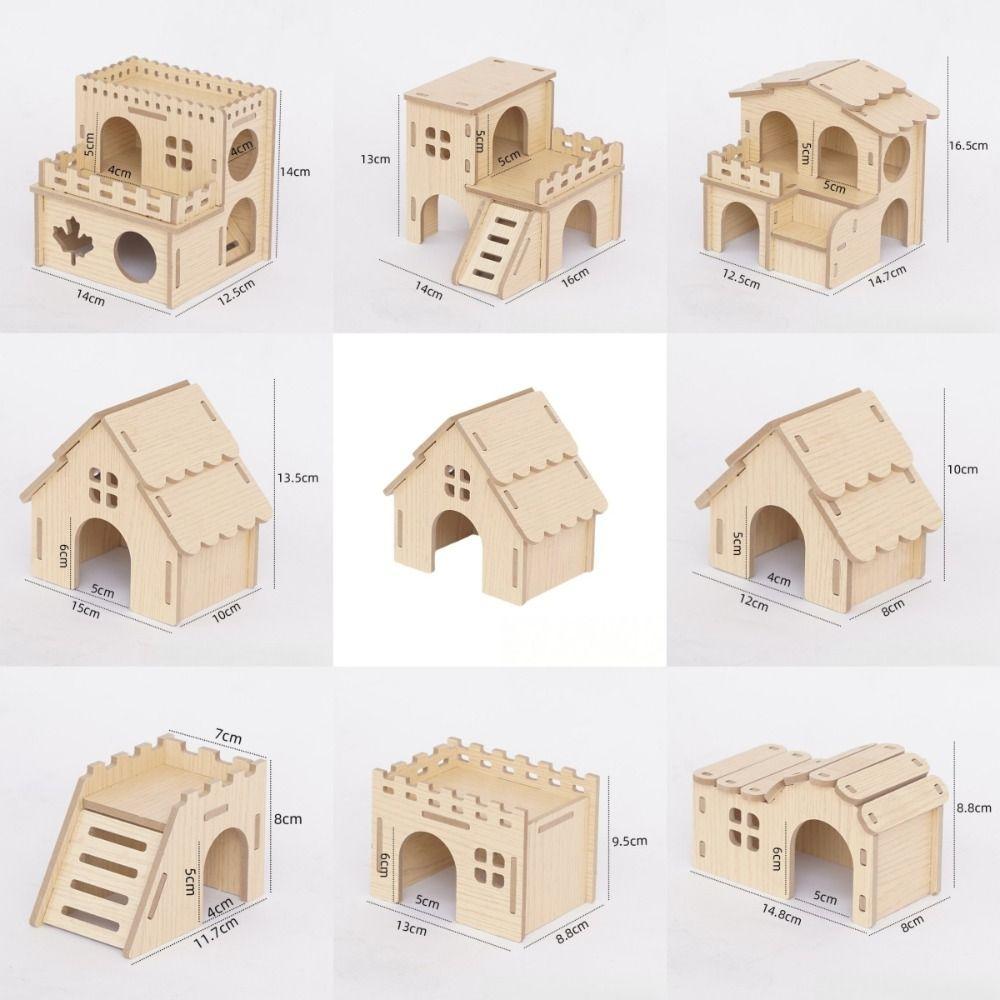 Durable Hamster House Natural Wooden Small Pets Hideaway New Hamster Hide Villa for Chinchilla