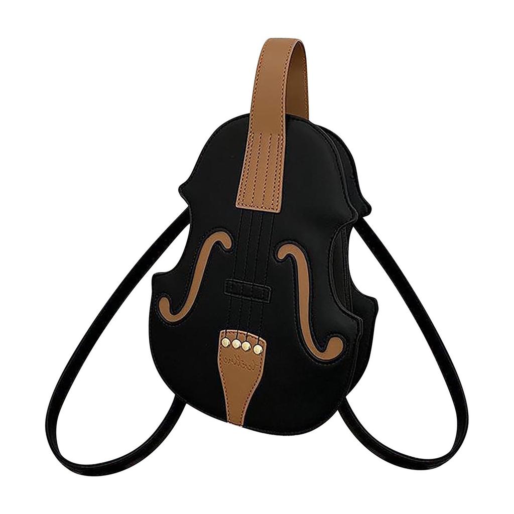 Vintage Violin Shaped Backpack Small Crossbody Bag Unique Accordion Style Shoulder Bag Casual Daily Use Lightweight Design