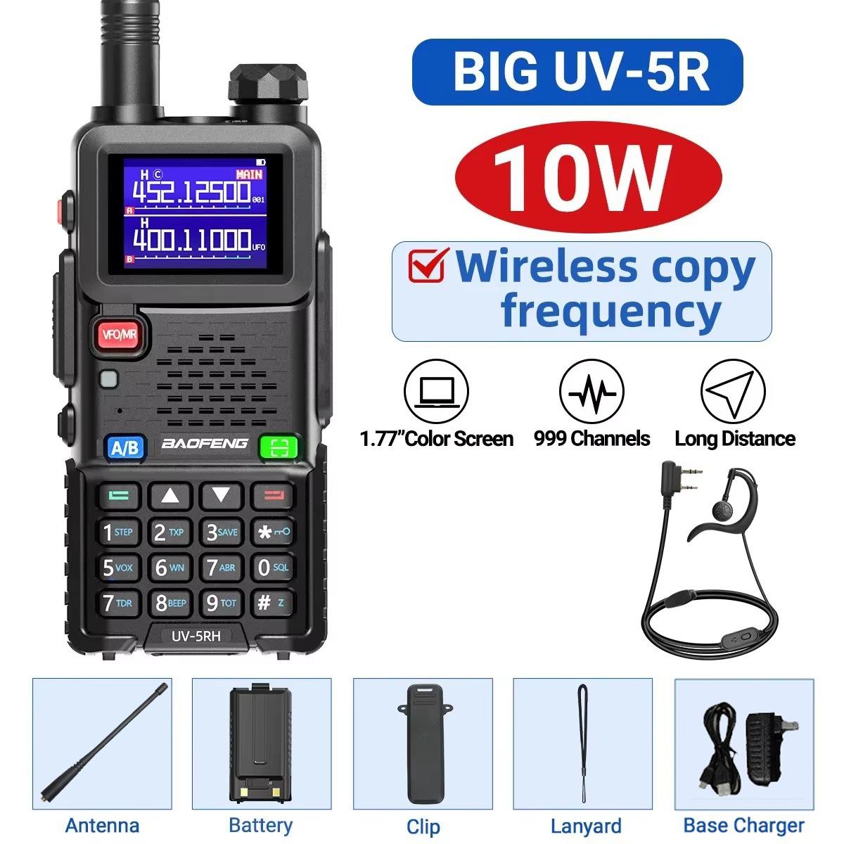 Baofeng Officiële Winkel UV 5RH 10W Volledige Banden Walkie Talkie Draadloos Frequentie Kopiëren Type-C Oplader Geüpgradede UV 5R Transceiver EURO