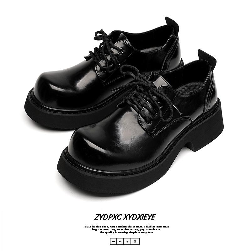 Spring new British style trend casual small leather shoes men's retro big head leather shoes platform heightening shoes 3209-E