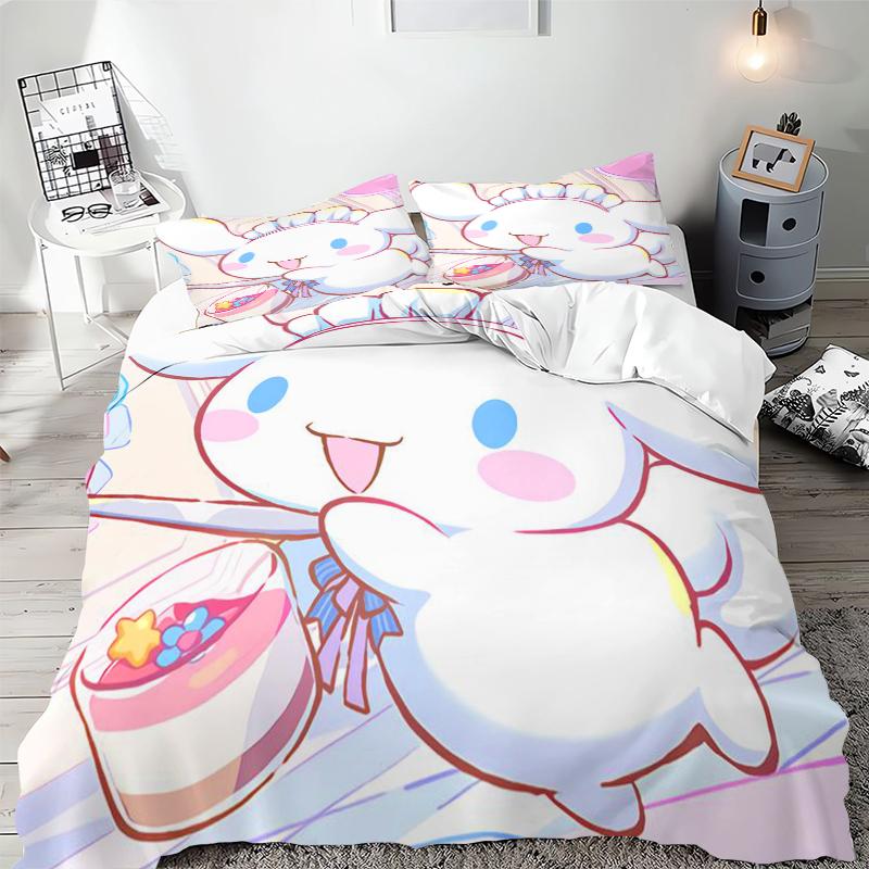 Cinnamoroll Kawaii Bedding Sets Cute Comforter Cover Bed Cover Duvet Cover Pillow Case 2-3 Pieces Sets Kids Adult Size