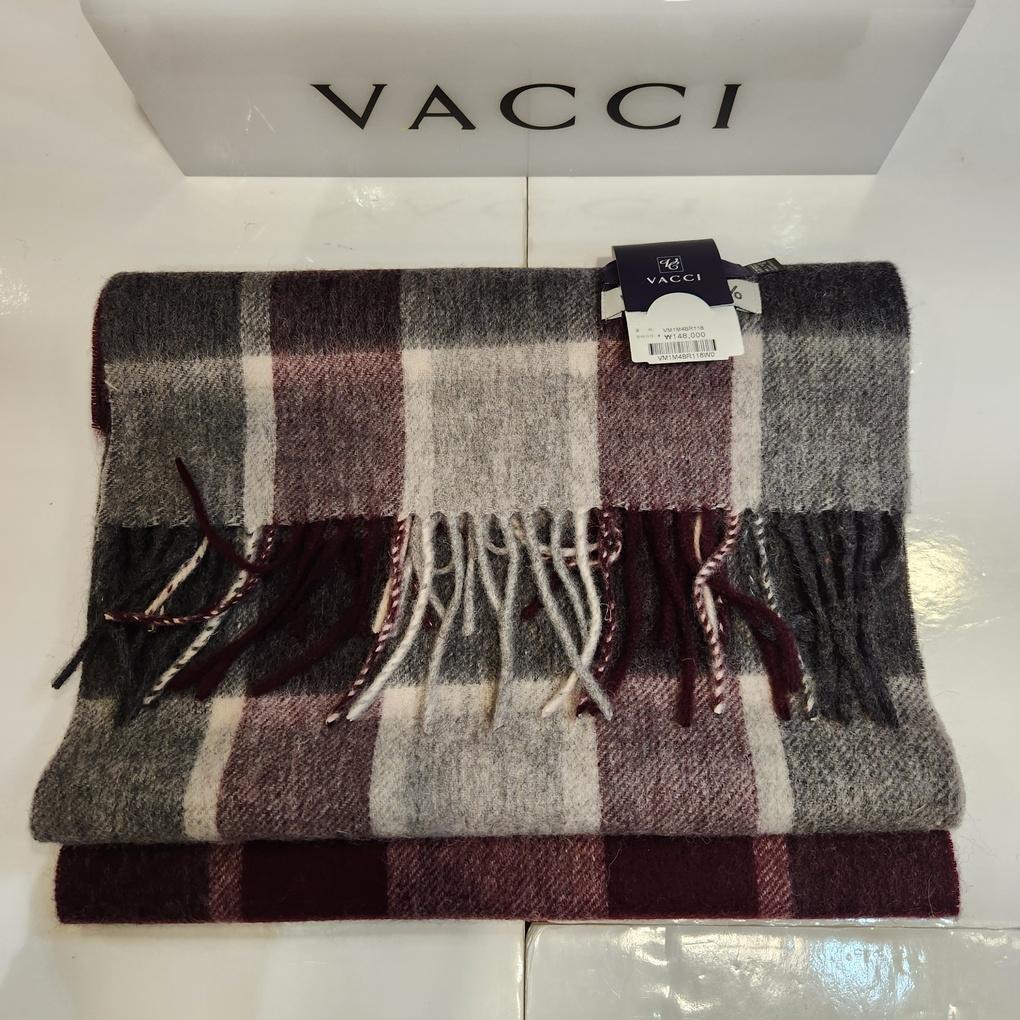 Men's Winter Warm and Cozy 100% Wool Premium Material Gray Wine Green Mixed Square Big Check Muffler VM1M3BR118W