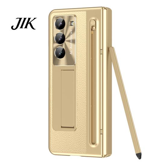 Pen Tray Stylus Phone Case for Samsung Z Fold 6 PC Shell with Slot Mobile Hinge Guard Cover Spring Protection & Integrated Kickstand Full-Body