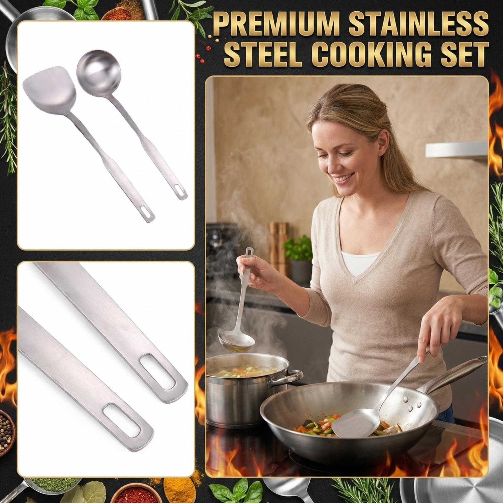 

Набор кухонных ложек из нержавеющей стали, 2 шт. One Size серебряный