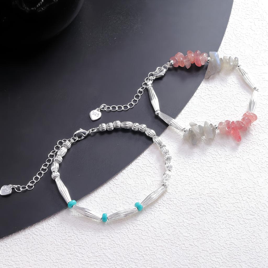 Pulseira de Pedras Naturais Artesanal Multicor Cristal Curativo Cordão Elástico Ajustável Acessórios de Moda Infundidos com Energia