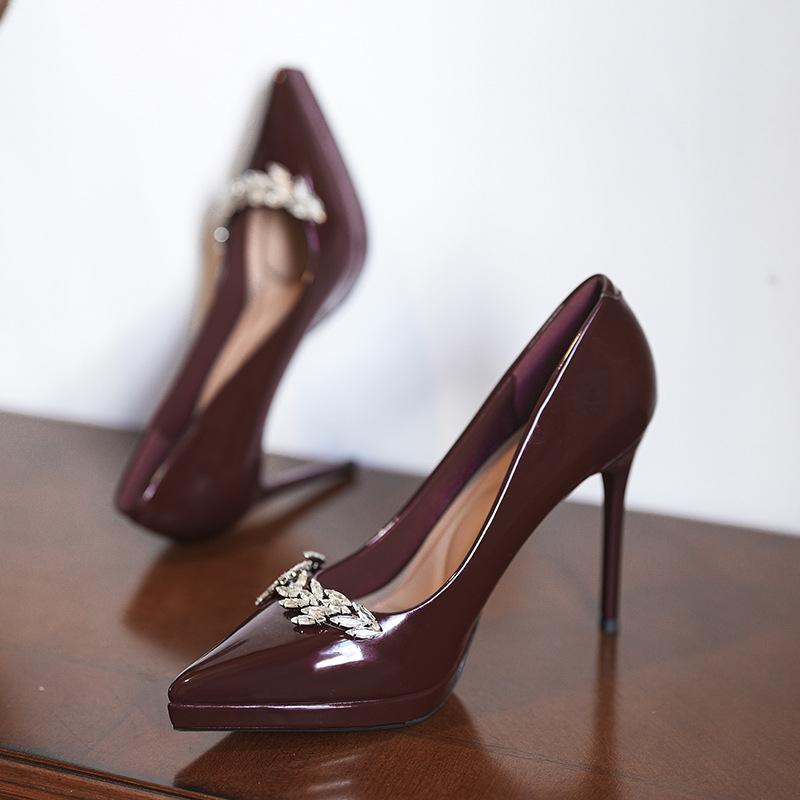 

Роскошные стразы~ Водонепроницаемый стол, супер высокие каблуки, женский острый носок, тонкие каблуки, туфли-лодочки, клубные, не устают ноги, обувь для этикета 39