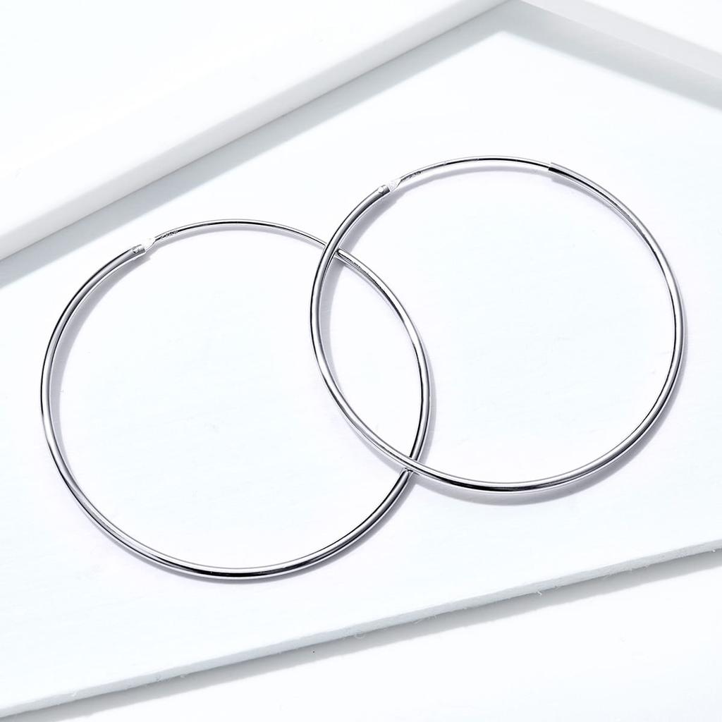 Silver Hoop Earrings 4 Cm, 925 Silver Clasps