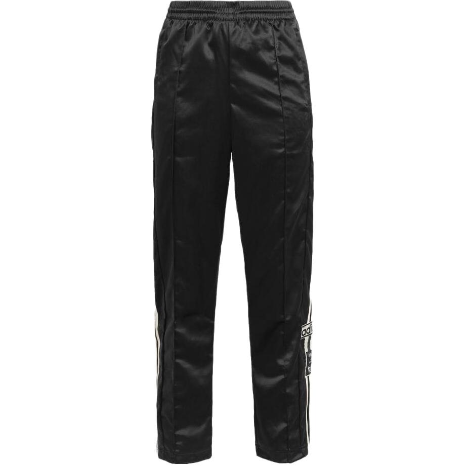 

Adidas Оригинальные прямые повседневные брюки с принтом трилистника сбоку, длинные спортивные брюки в стиле ретро, женские плавки, черные HY3928 S