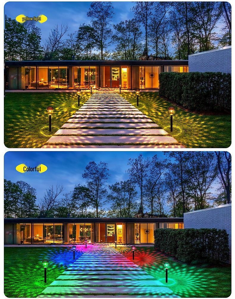 Outdoor Waterproof Solar Lawn Lamp - New Model with Courtyard Projection, Ground Plug, and Light & Shadow Path Decoration