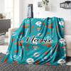 Miami Dolphins Touchdown Helmet Logo Pattern Customized Your Name Blanket Lightweight And Comfortable Warm Blanket Suitable For Bed Home Chair Office