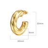 French Retro Simple 18K Gold Hemp Pattern Hollow Titanium Steel Earrings, Trendy Exaggerated Women's Big C Thick Earrings