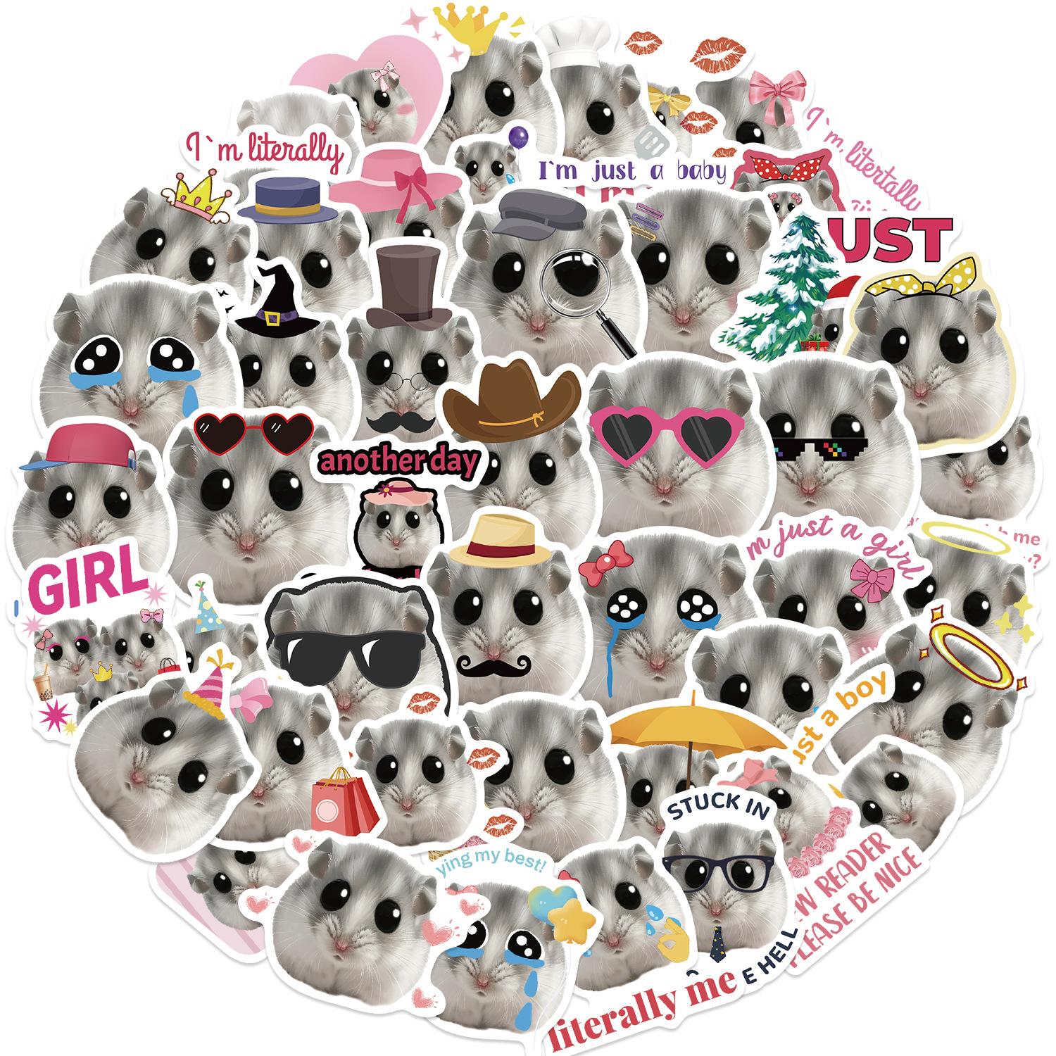 

50 Cartoon New Hamster Meme Doodle Stickers Decorate Guitar Notebook Suitcase DIY Waterproof