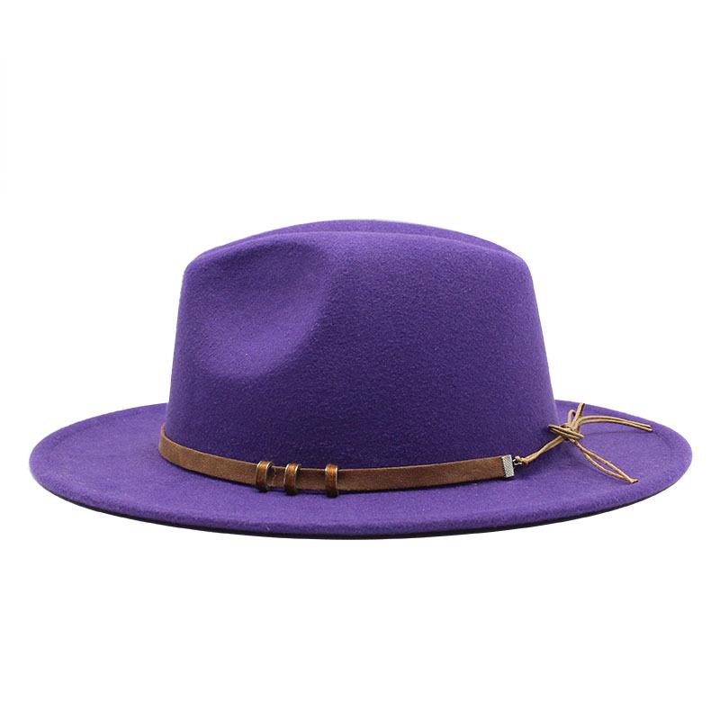 Britse Retro Hoge Hoed Trendy Vilthoed Wollen Platte Rand Jazzhoed Heren- en Dameshoeden