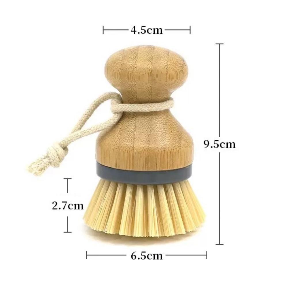 Short-bristled Dishwashing Brush - Round Bamboo Brush with Sturdy Plastic Bristles - a Multi-functional Cleaning Brush Suitable