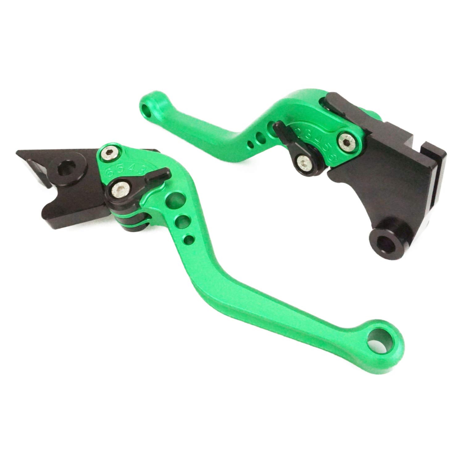 

K115 Green Kawasaki Brake/Clutch Short Levers, 6-Level Adjustment, Eliminator, Compatible with Ninja 250, Ninja 400, Z250, Z400, Versys-X250, etc.