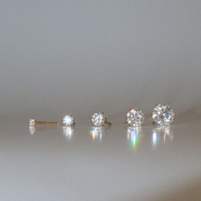 modernlike 14k gold moissanite 6-pronged mini daily earrings