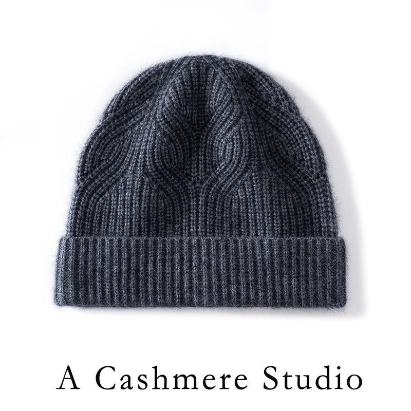 Autumn and winter cashmere hat women's three-strand thickened knitted hat thermal bald hat cold hat