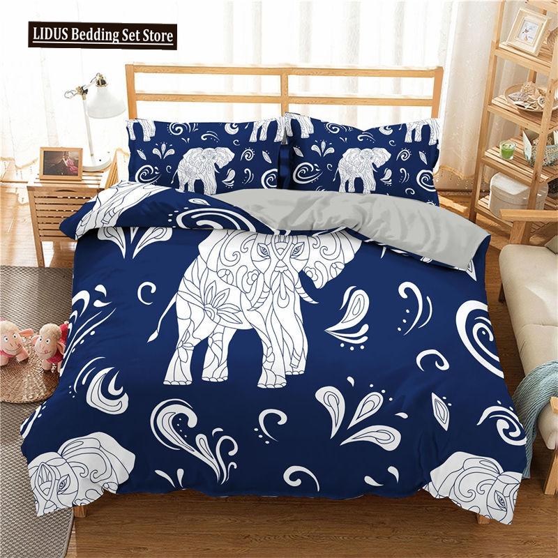 Elephant Bedding Sets Boho Style Luxury 3D Print For Kids Adults Teens Ganesha Duvet Cover Set Queen Size Polyester Bedding Set