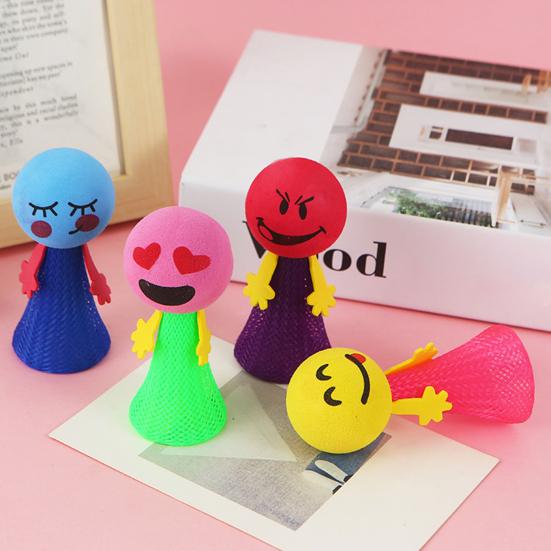 10Pcs Spring Jumping Man Toy Press Kids Bouncing Cartoon Expression Ball