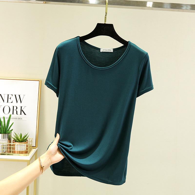 Dámský univerzální letní top s krátkým rukávem 2025: Zeštíhlující, Volný střih, Ležérní základní tričko