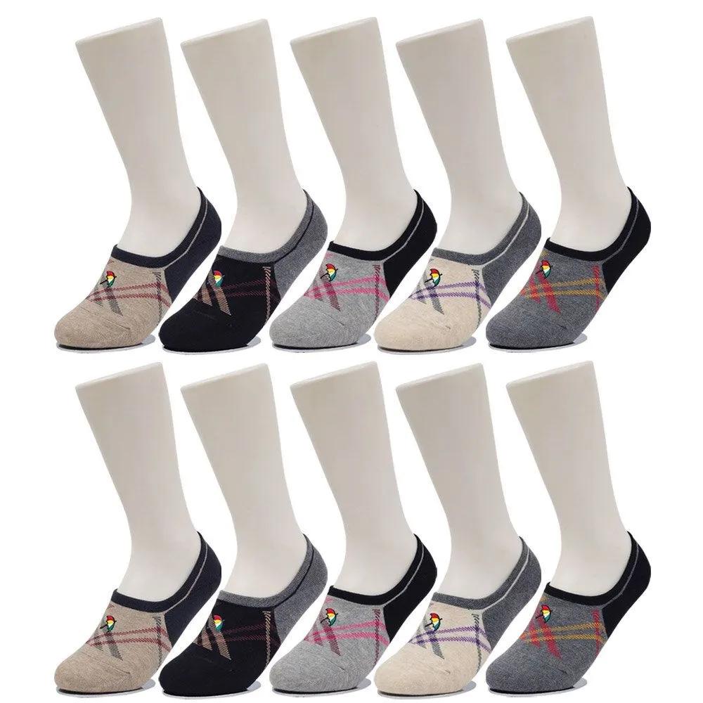 Arnold Palmer 10 Pairs Non-Slip Minimizing Slip-Off Women's Diagonal Cotton Socks SL001
