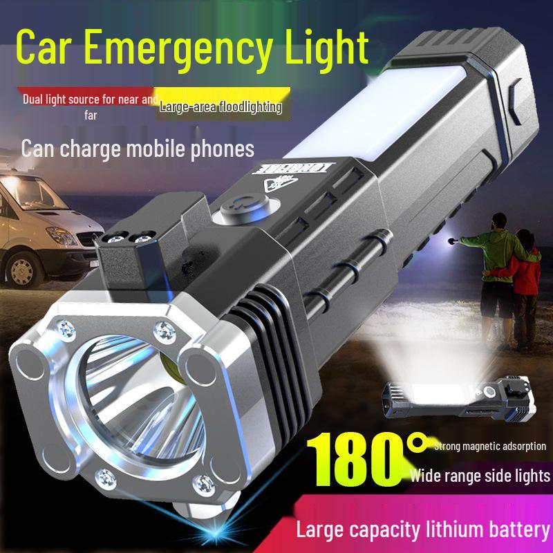 Multifunctional Car Safety Hammer & USB Power Bank Flashlight
