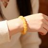 Festive Gifts Yellow Crackle Quartz Beaded Bracelet Warm Fashion Jewelry For Men And Women Daily Wear Simple Versatile Accessory