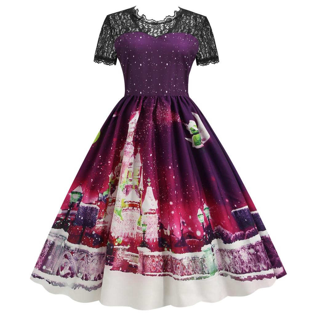 QICED Fashion Summer Spring Short Sleeve O-Neck Casual Dresses