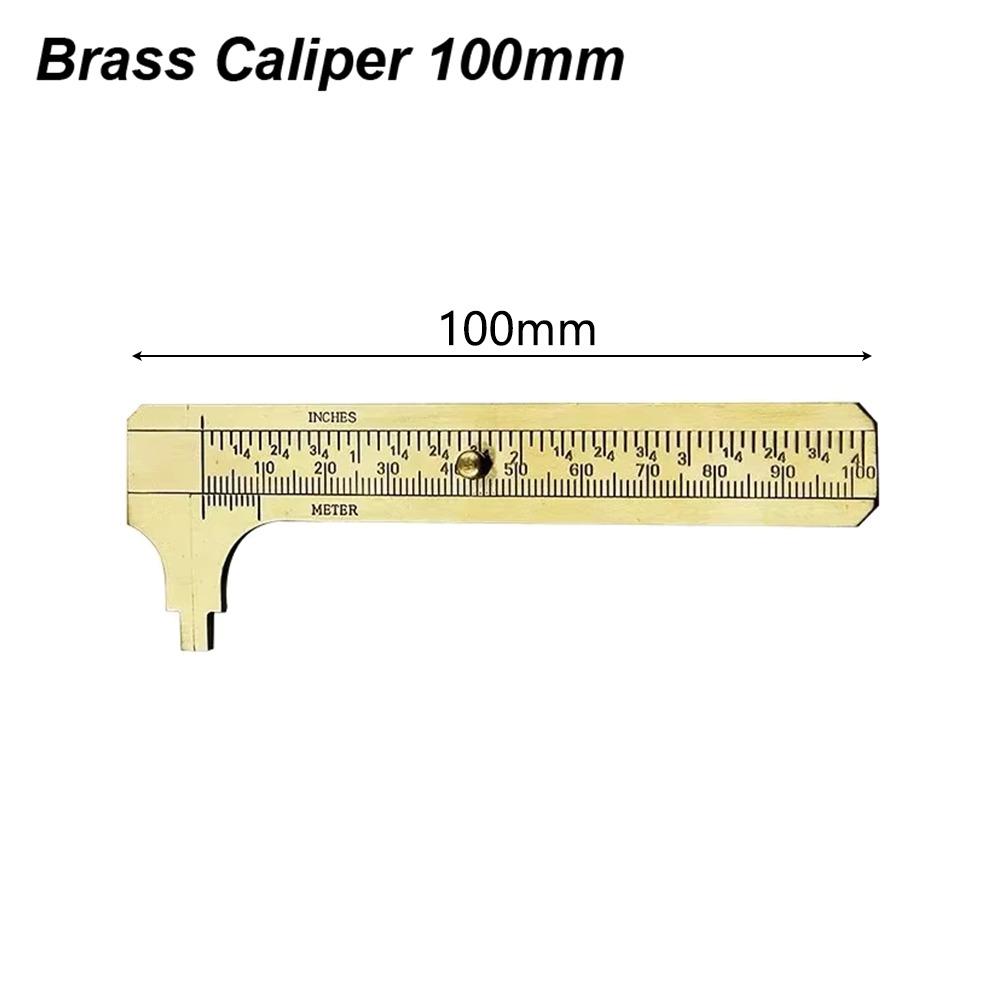 1Pcs Durable 80/100mm Brass Vernier Caliper Pocket Size mm/inch Slide Gauge Ruler with Metric Imperial Scale Mini Measuring Tool