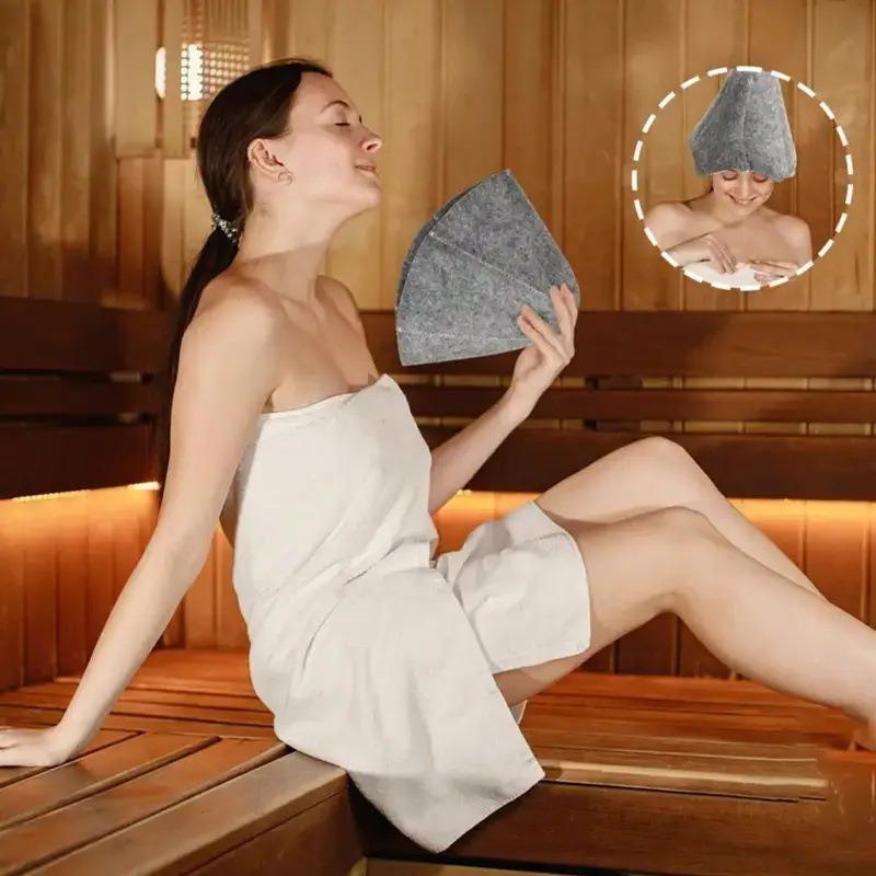 Felt Sauna Hat Heat Resistant Dry Sauna Cap Wool Felt Shower Cap for Man Bathroom Accessories Home Sauna XYM005