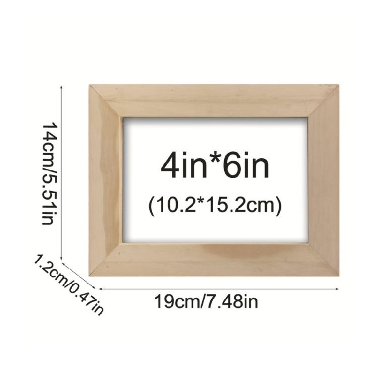Unfinished Wood Photo Frame for 4x6 Inch Photos Solid Wood Picture Frame for Crafts Tabletop Standing Wall Hanging Frame