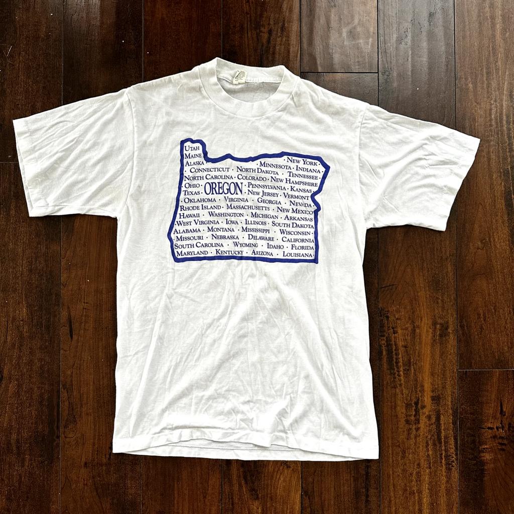 Oregon Trail West Map Vintage T Shirt Single Stitch State USA Cool 80s