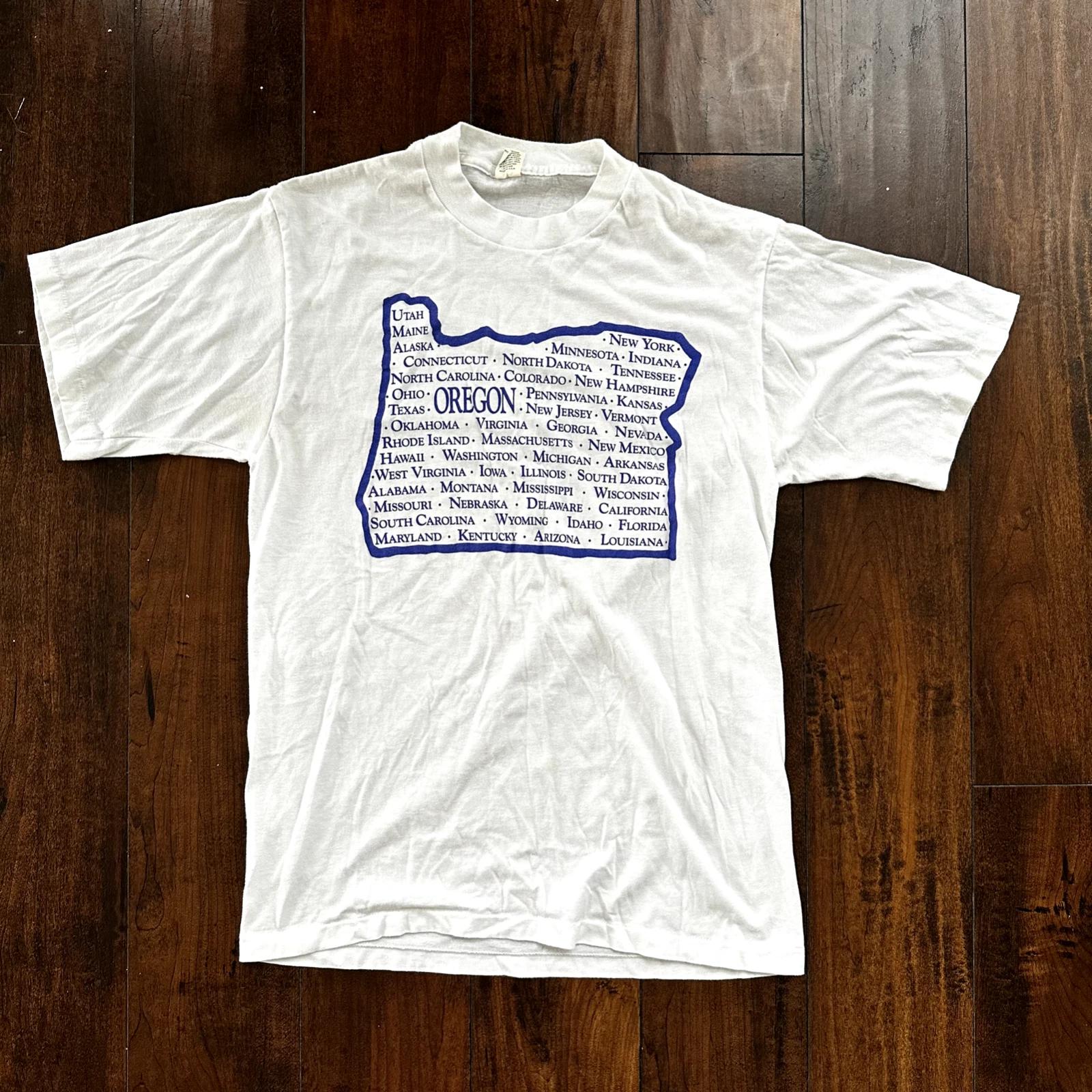 

Oregon Trail West Map Vintage T Shirt Single Stitch State USA Cool 80s 3XL