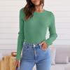 Maglietta da Donna a Maniche Lunghe Girocollo a Righe Slim Fit Casual Basic