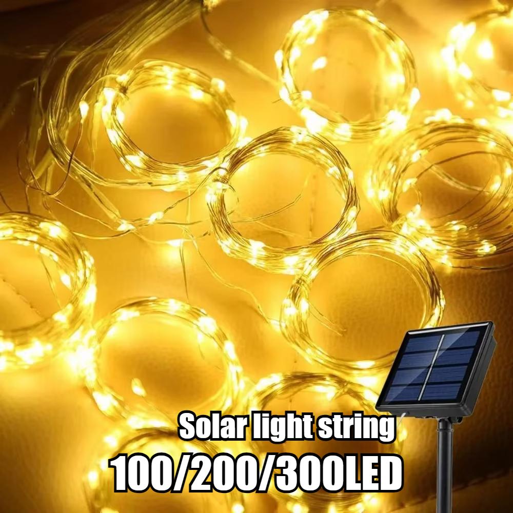 3M Solar Curtain Lights Fairy Garland String Lights 8 Modes Outdoor Waterproof Decorative Lights for Fairy Christmas House Garden