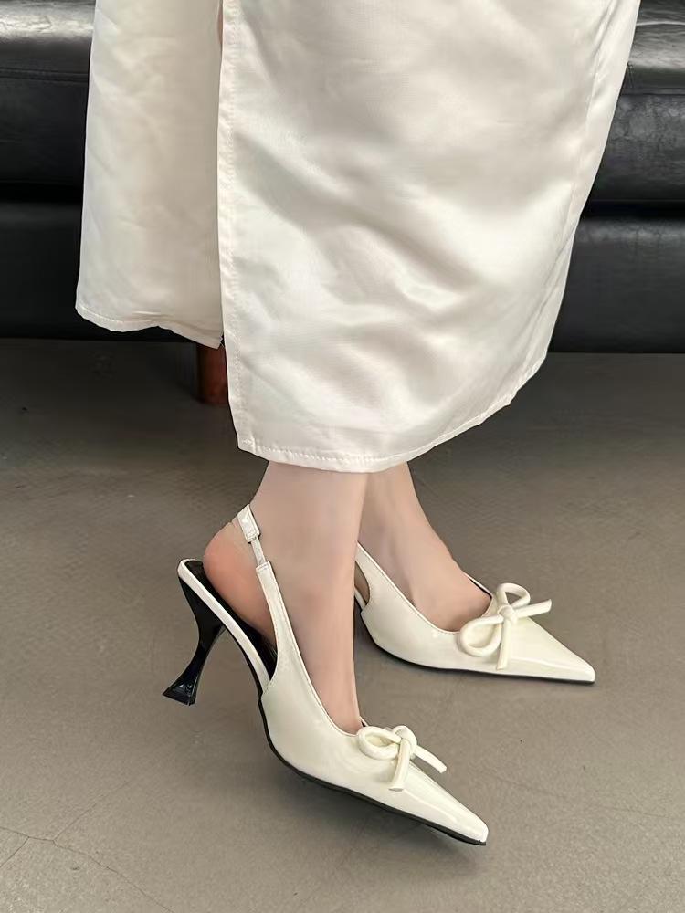 Toe Sandals 22 Spring and Autumn New Pointed Bow Temperament Beautiful High Heels Back Air Sandals