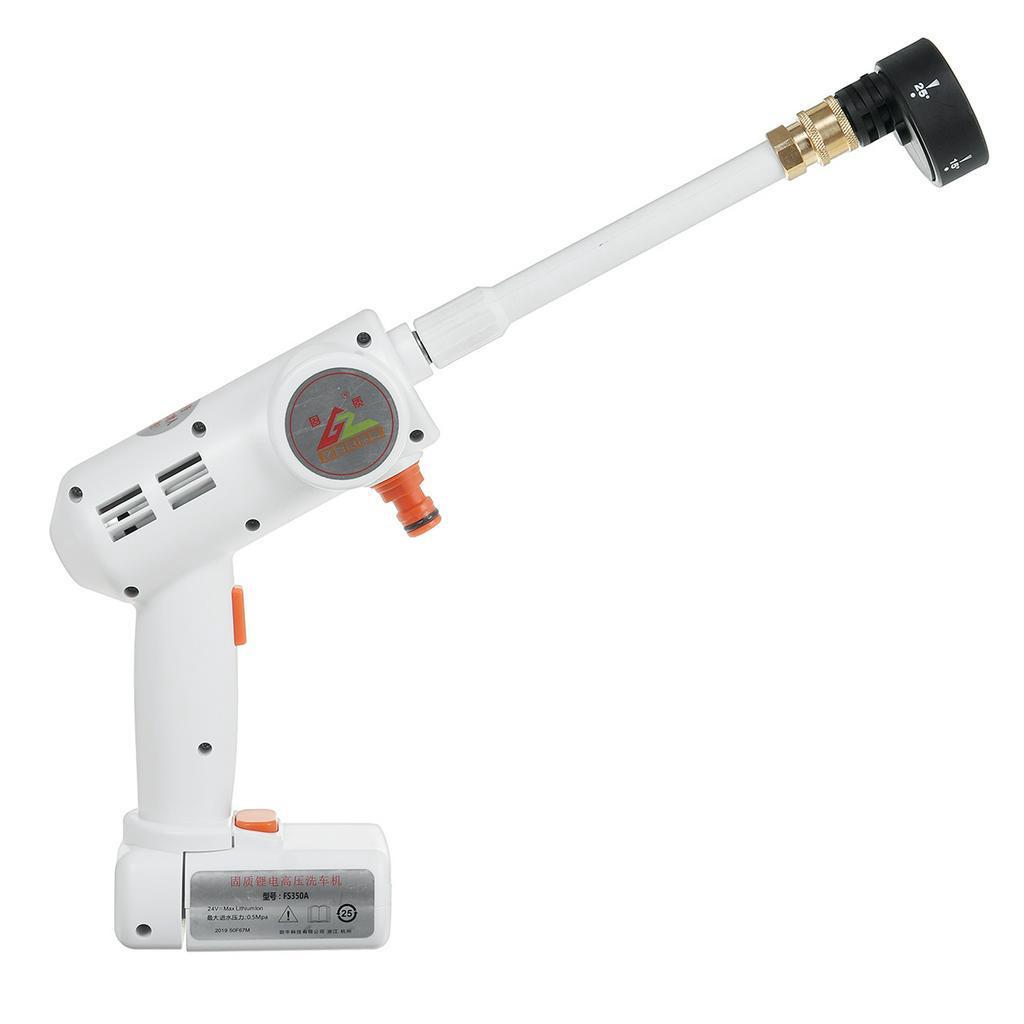 

24V Аккумуляторная мойка высокого давления 30 бар Электрический пистолет для воды Авто Сад Инструменты для домашней уборки С аккумулятором белый