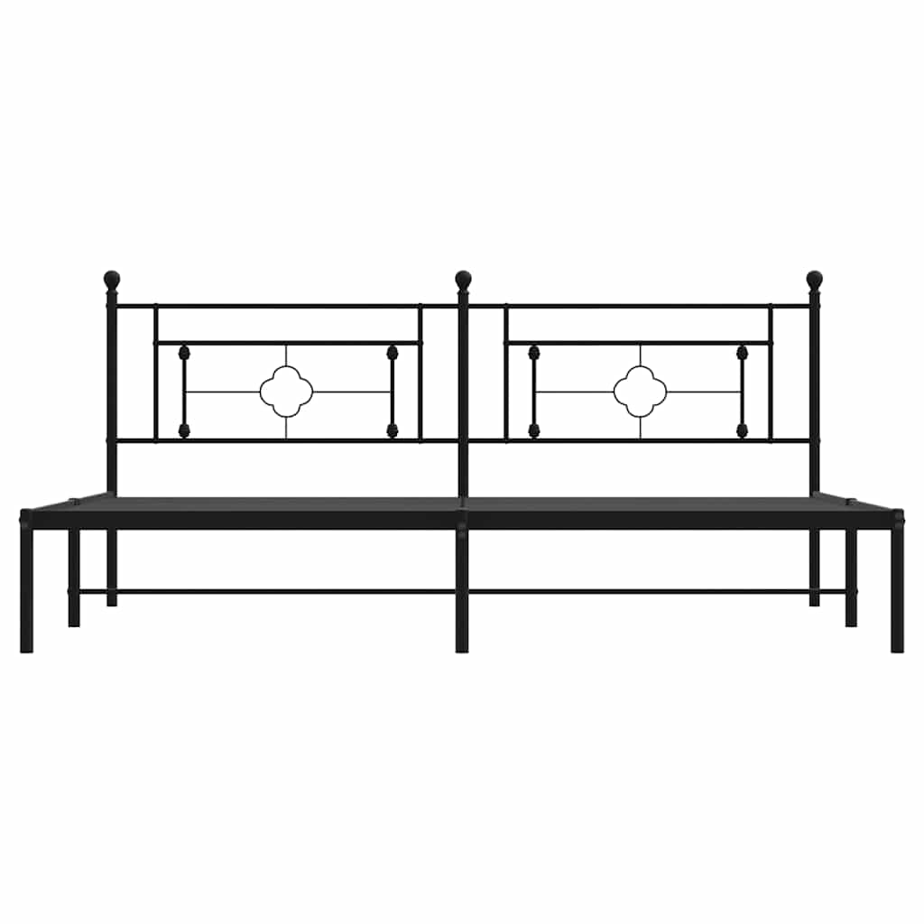 Metal Bed Frame with Headboard Black 193 X 203 Cm