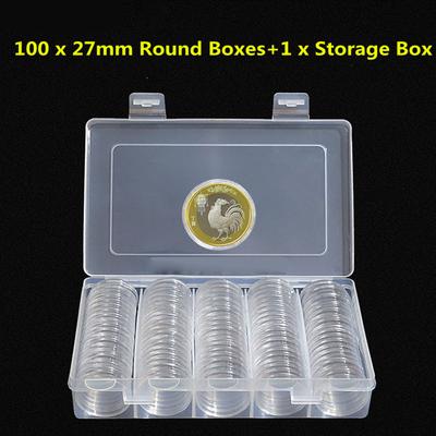 100 stuks 27 mm ronde dozen muntopslag capsules houder doos container