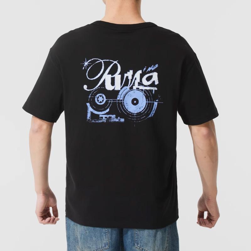 Puma Graphic Logo Breathable Crew Neck Short Sleeve T-Shirt Men Tops Black 633134-01