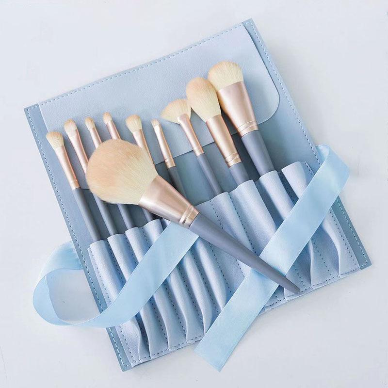 

10pcs Makeup Brush Set Full Set Of Loose Powder Brush Eye Shadow Brush Foundation Make Up Brush Super Soft Full Set Of Brush синий